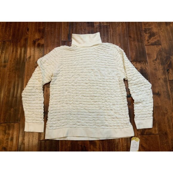 Versace White Textured Gathered Thin Knit Turtleneck Sweater, Size XL - Picture 1 of 8